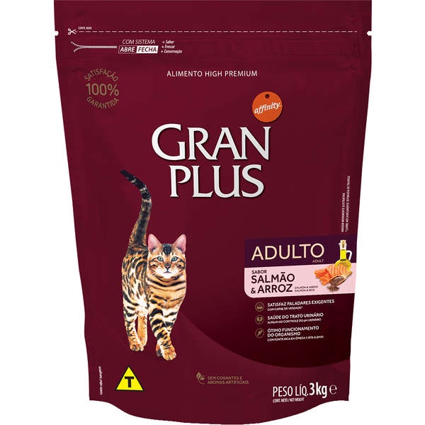 Ração GranPlus Gatos Adultos Salmão e Arroz 3kg em Oferta na Shopee