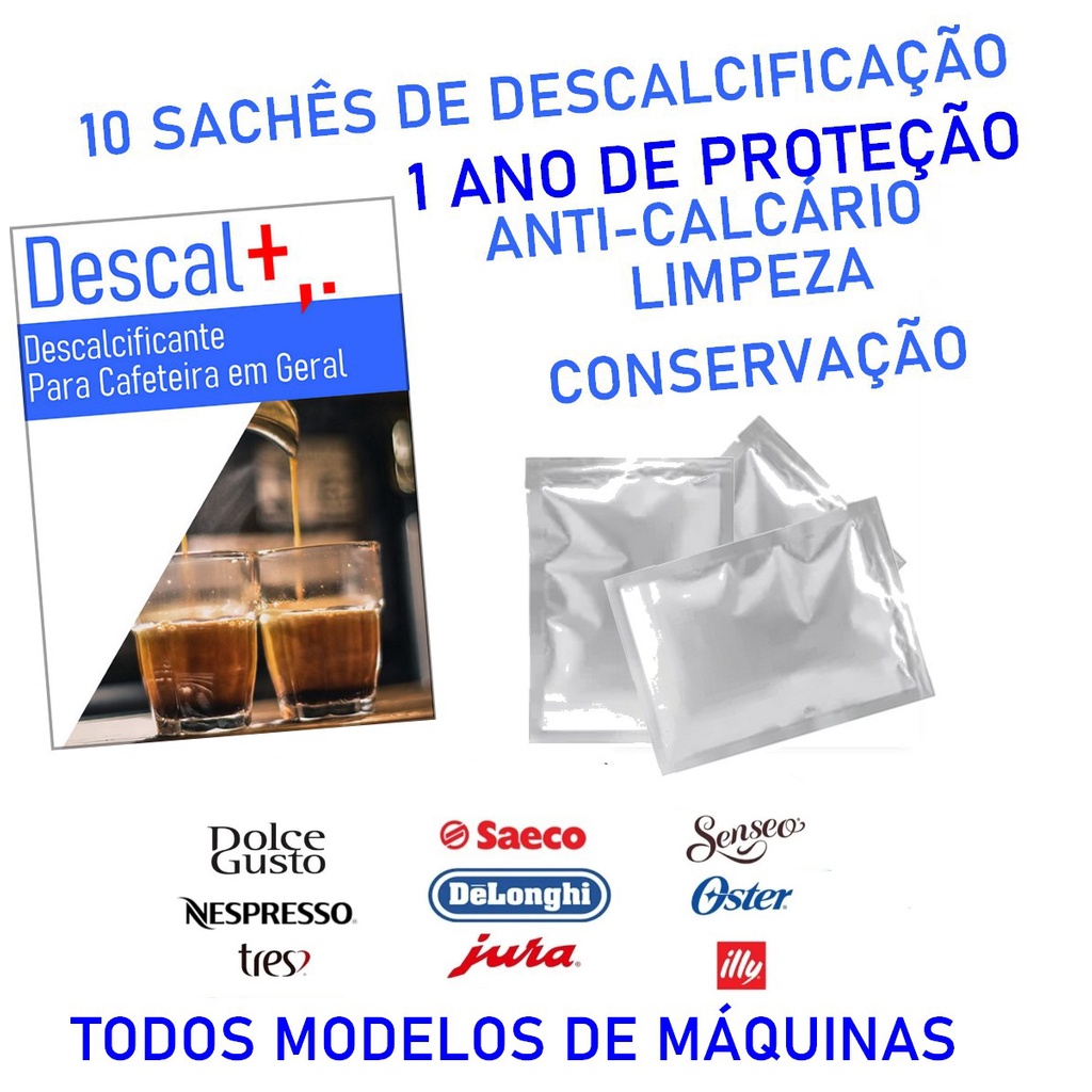 10 Descalcificante  Cafeteiras 3 Corações Dolce Nespresso kit saeco