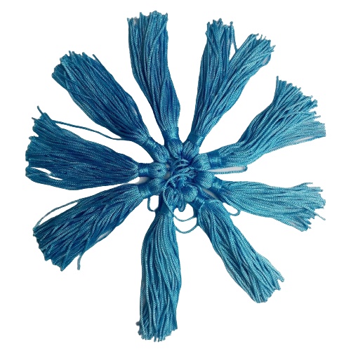 Franja Pingente Tassel De Seda Azul Turquesa Fio de 7cm ou 6cm - 10 Unidades