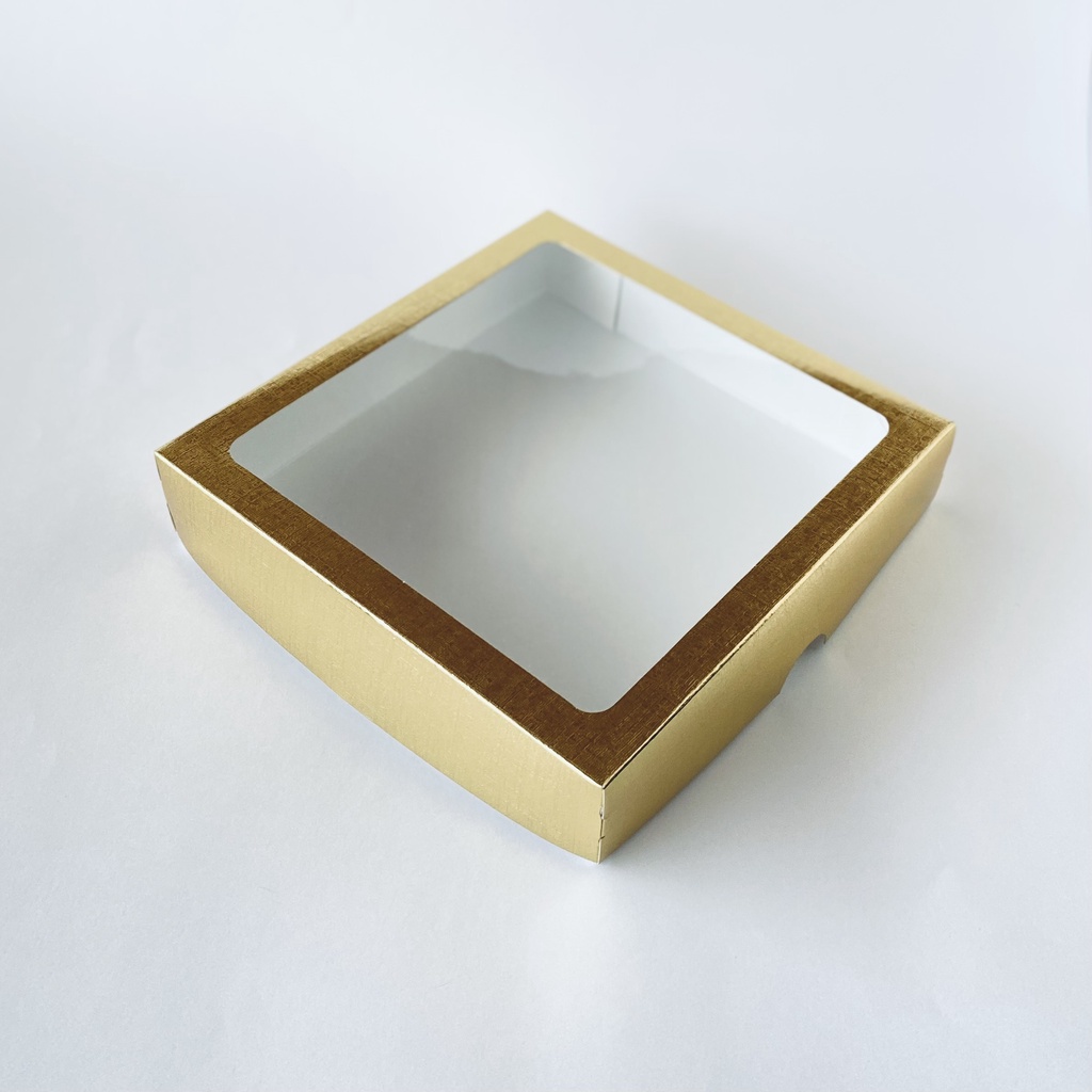 Caixa com Visor S21 Dourada (15x15x4cm) 10 unidades - ASSK - Kafe Embalagens