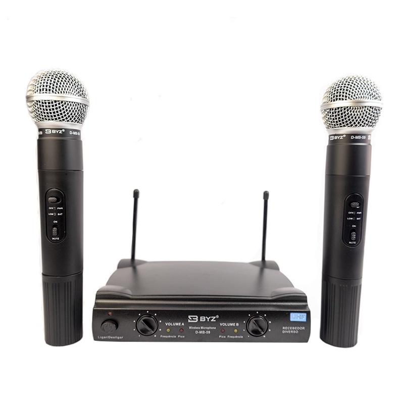 Microfones Sem Fio Duplo Serie Dinâmico Profissional Uhf Byz Mb-59 em Oferta na Shopee