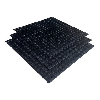 Piso Tátil de Borracha Estilo Moeda Antiderrapante Kit com 4 Peças - Tapete Para Rampa, Escada e Academia