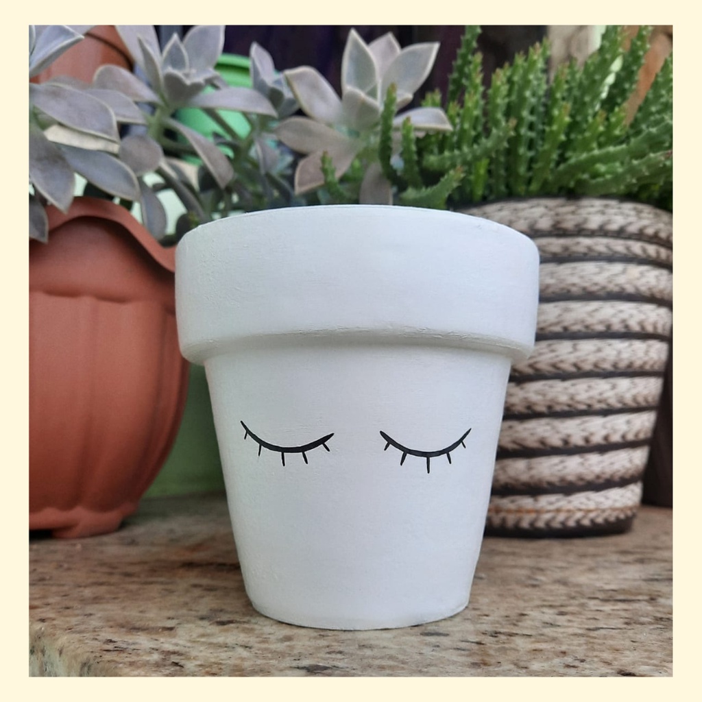 Vaso de barro personalizado - Vaso Cílios