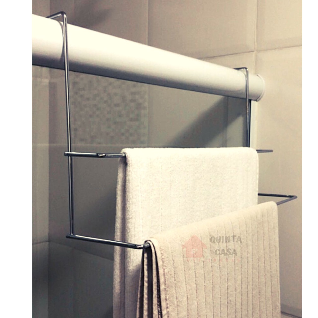 Porta Toalha de Box Banheiro Suporte de Toalha Duplo Aço Inox
