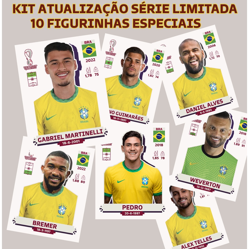KIT DE ATUALIZAÇÃO 10 FIGURINHAS COPA 2022 SELEÇÃO BRASILEIRA SÉRIE EXCLUSIVA