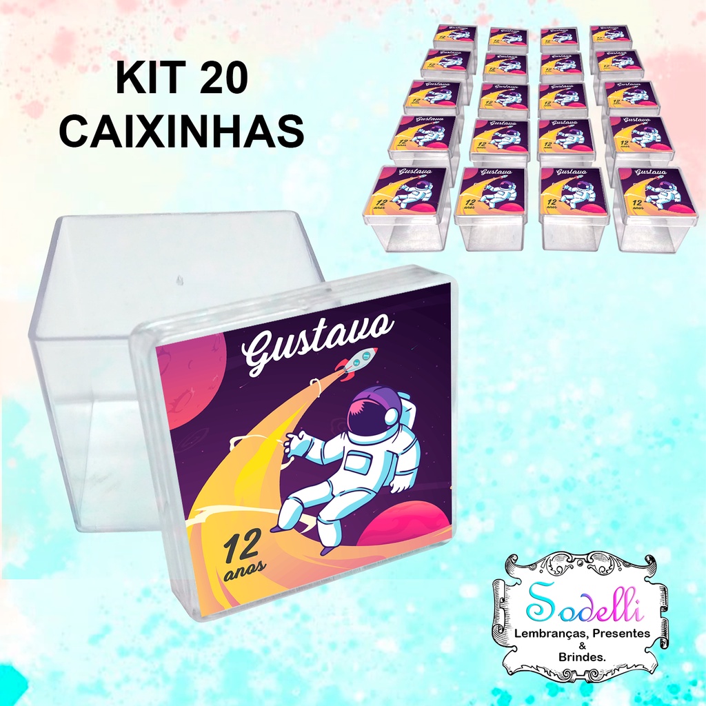20 Lembrancinhas Astronauta - Caixinhas Acrílicas Personalizadas
