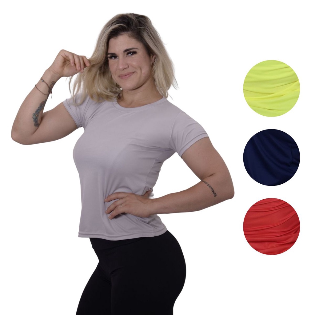 Blusa Academia Feminina Camiseta Caminhada Camisa Academia Fitness Protecao  UV Treino