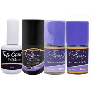 Kit Piu Bella Gel Base+Reg de PH+Primer sem ácido+Top Coat