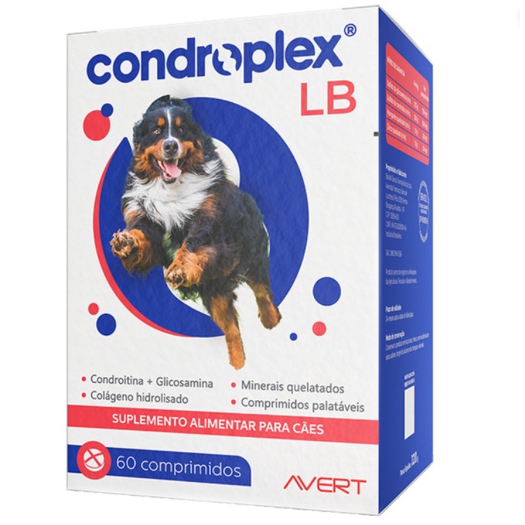 Condroplex LB 60 Comprimidos 120g Suplemento para Cães e Gatos Avert - Pets