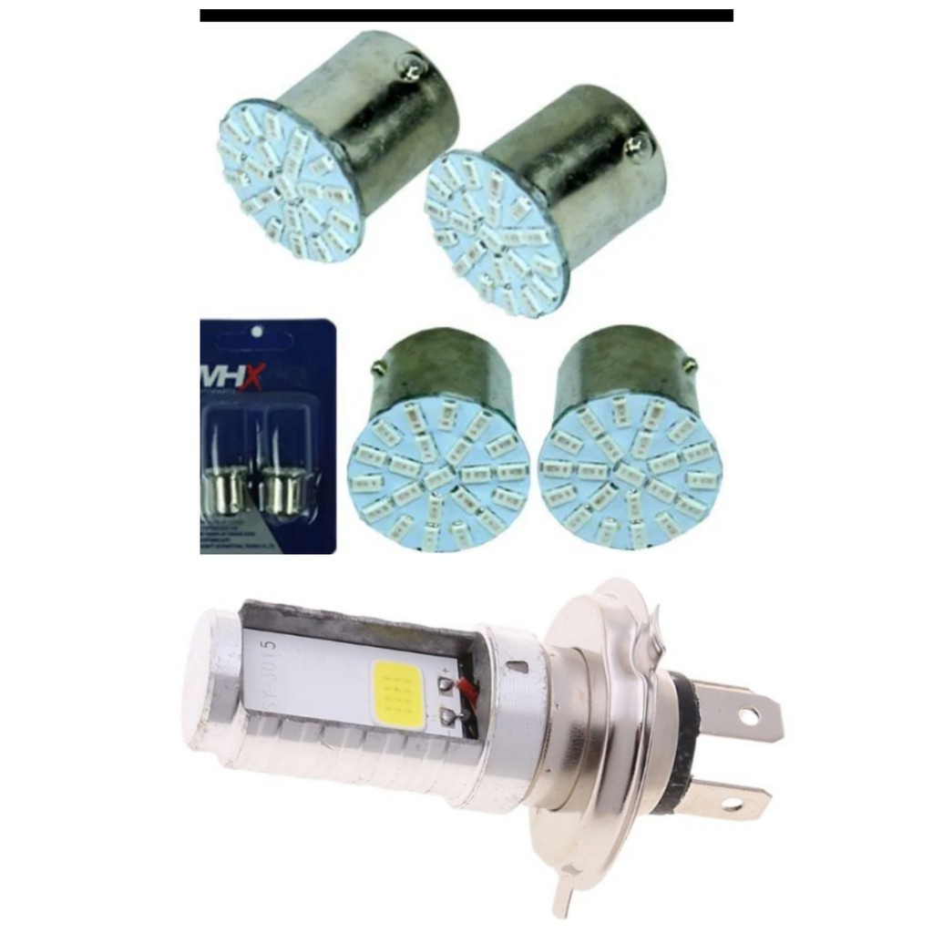 1 lâmpada farol led + 4 pisca seta leds titan 125 150 160 2014 a 2020 - Bros 125 150 160 - factor 125 tornado pop100