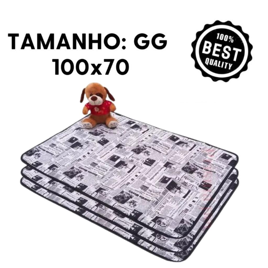 Kit 3 Tapetes Higiênico estampa jornal Lavável Super Absorção 300 Lavagens 100x70