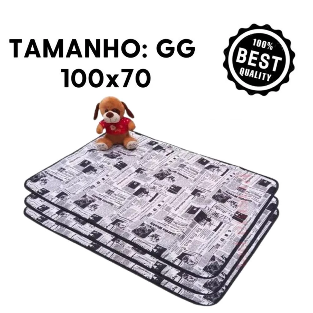 Kit 3 Tapetes Higiênico estampa jornal Lavável Super Absorção 300 Lavagens 100x70