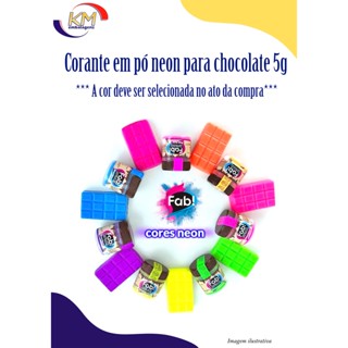 Corante em pó neon para chocolate 5g unidade - FAB - confeitaria, cremes, trufas, caldas, recheios, coberturas