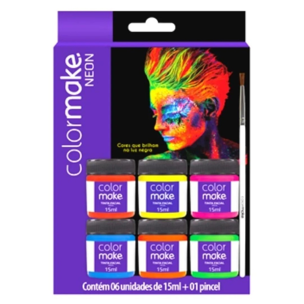 Tinta Liquida Fluorescente 6 Cores Colormake Neon Facial