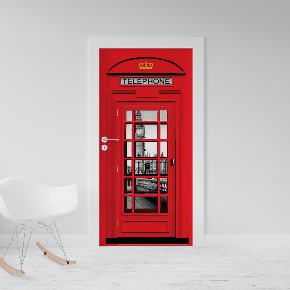 Adesivo Decorativo De Porta- CABINE TELEFONICA LONDRES 01561