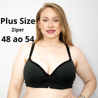 Sutiã Plus Size Zíper Abertura Frontal Alça Reforçada Nadador Bojo