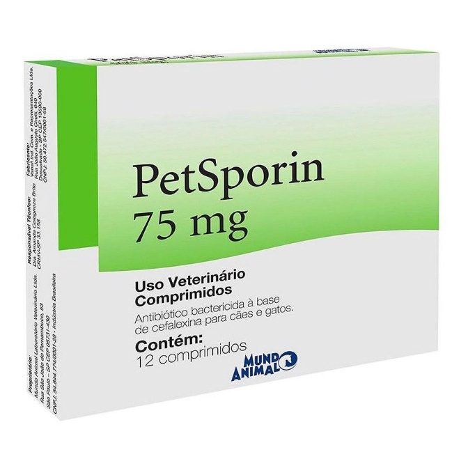 Petsporin 75mg 12 Comprimidos para Cães e Gatos Mundo Animal em Oferta na Shopee
