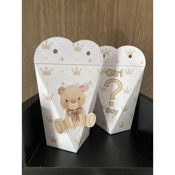 Kit 25 Caixinhas Personalizadas Lembrancinha Cha Revelação Neutro