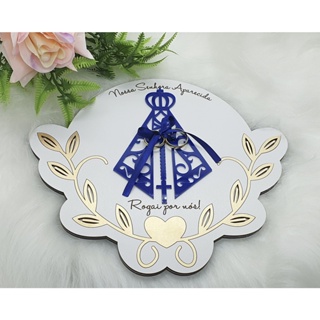 Porta Alianças Nossa senhora Aparecida Rogai por nós em MDF e Acrilico em Oferta na Shopee