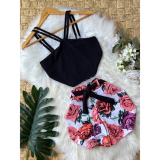 Conjunto LINDA MULHER (croped +short com cinto) PROMOÇÃO só HOJE em Oferta na Shopee