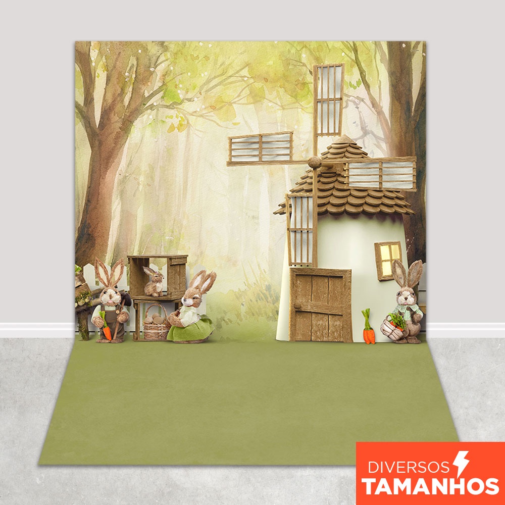 Fundo Fotográfico Páscoa Casa de Moinho Em Tecido PCA-254 em Oferta na Shopee
