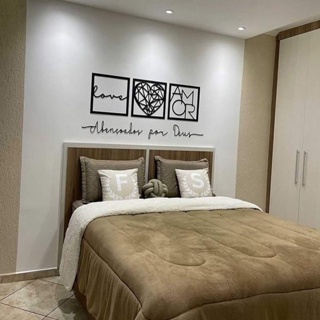 Kit 3 Quadros Love Coração Geométrico Amor + Frase de Parede Abençoados por Deus Religioso MDF em Oferta na Shopee