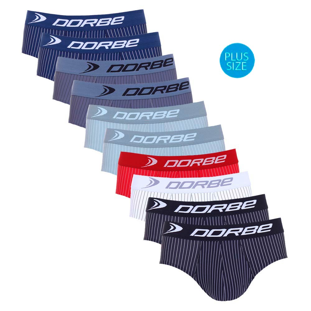 Kit 10 Cuecas Slip Risca de Giz Plus Size Microfibra Dorbe Original Cueca Tamanhos Especiais Tradicional Listrada Listra - Men Clothes