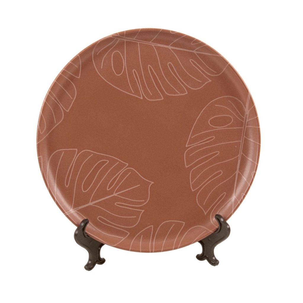 Jogo 2 Pratos Rasos Linha Bio Stoneware Verão em Cerâmica Telha 27,5 Cm Mesa Posta