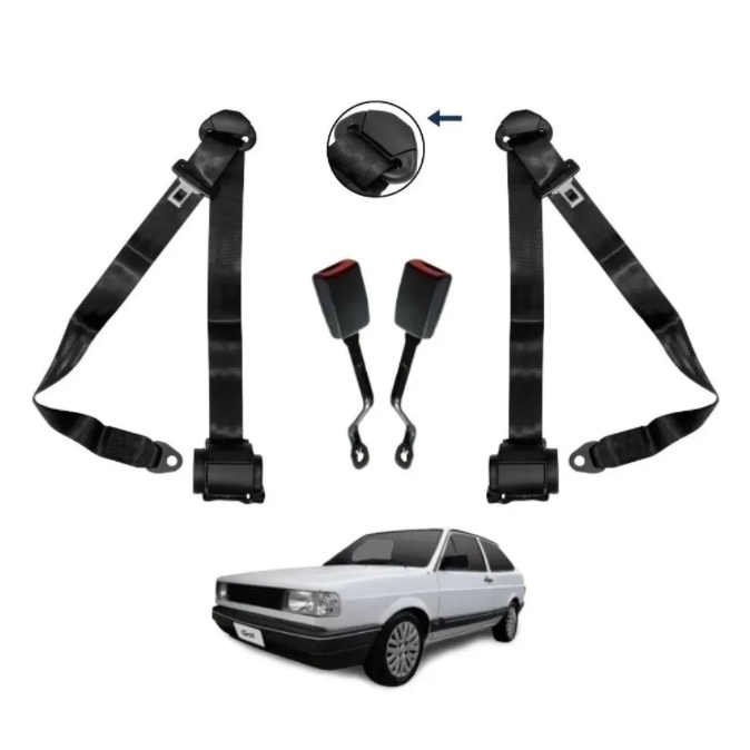 KIT CINTO DE SEGURANÇA GOL QUADRADO E SAVEIRO QUADRADA DIANTEIROS - PRETO