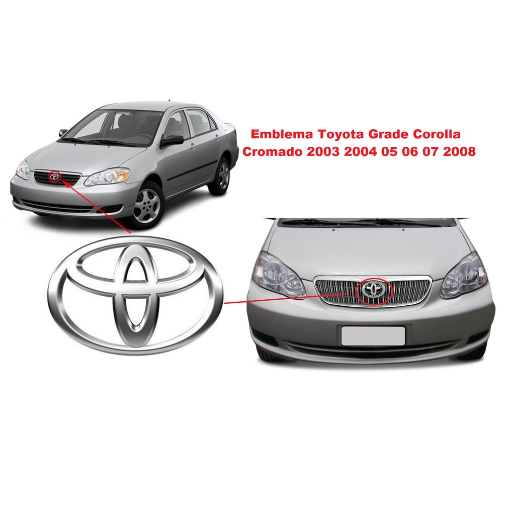 Emblema Logomarca Toyota Grade Dianteira Corolla 2003 2004 2005 2006 2007 2008 10020
