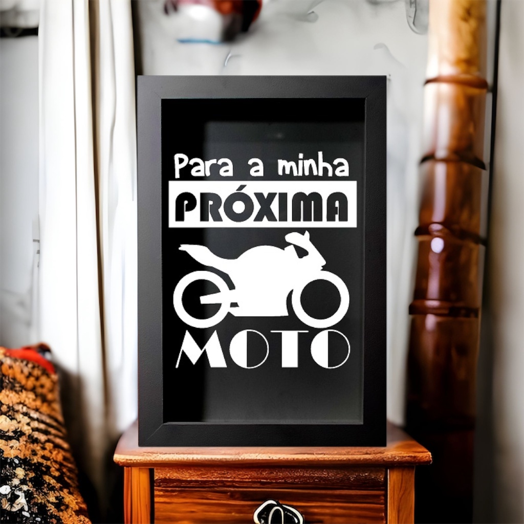 Quadro Cofre Para minha Próxima Moto MDFPreto 30x20x4cm
