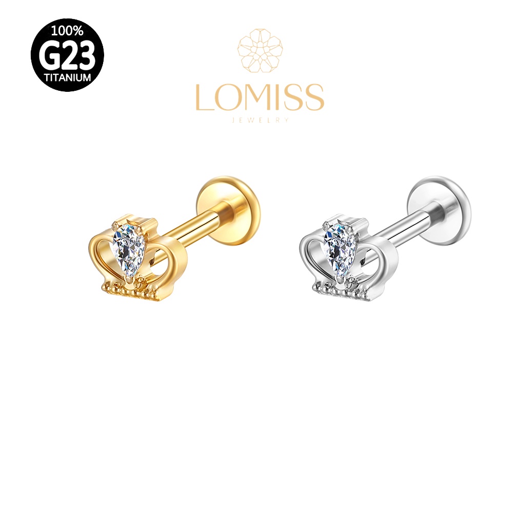 Piercing Helix, Tragus, Conch Labret Titânio Pvd Coroa Zircônia em Oferta na Shopee