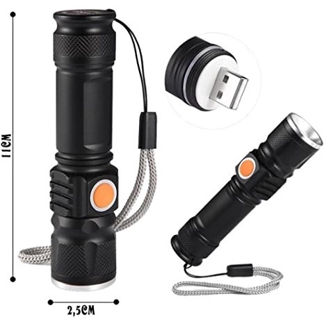 Mini Lanterna Tática Militar Longo Alcance T6 LED Recarregável USB WL-5027