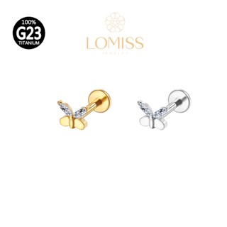 Labret Piercing com Forma de Borboleta de Zircônia e Revestimento em G23 Titânio PVD《Lomiss piercing》