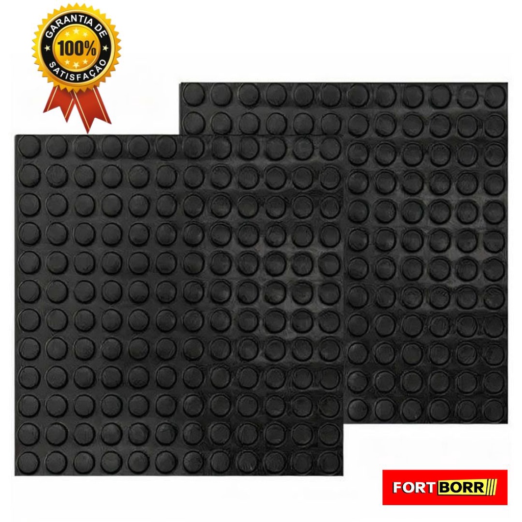 Piso Emborrachado Moeda Anti Derrapante Pastilhado 50cm x 50cm - 3mm Espessura