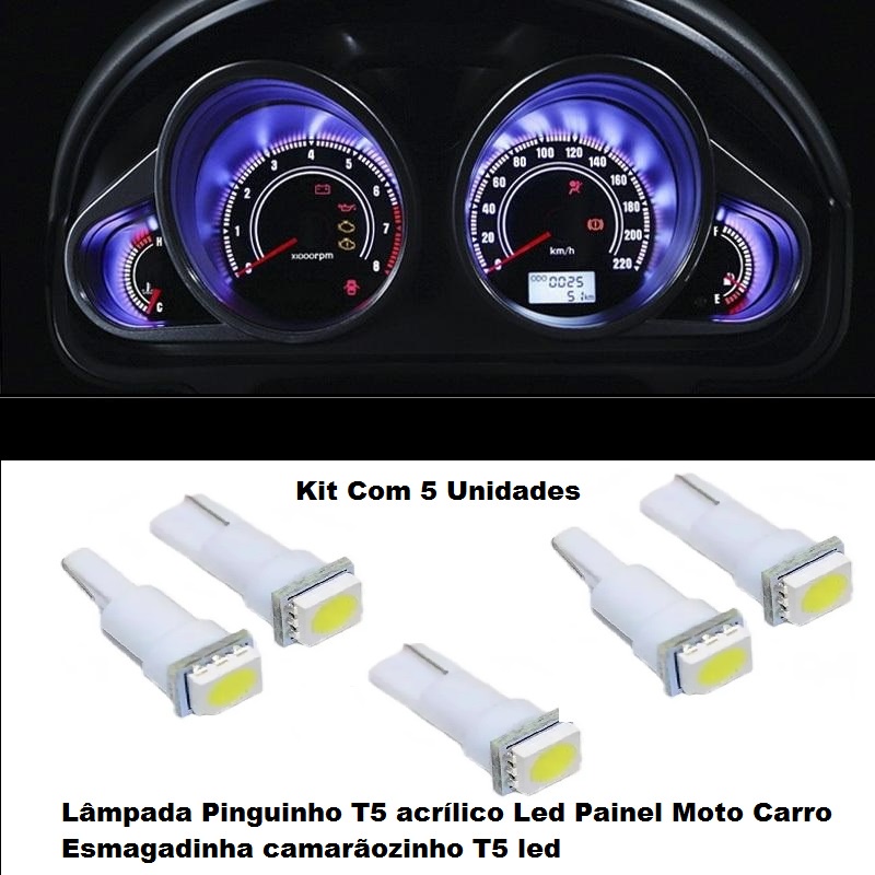 Lâmpada Pinguinho T5 acrílico Led Painel Moto Carro Esmagadinha camarãozinho T5 led