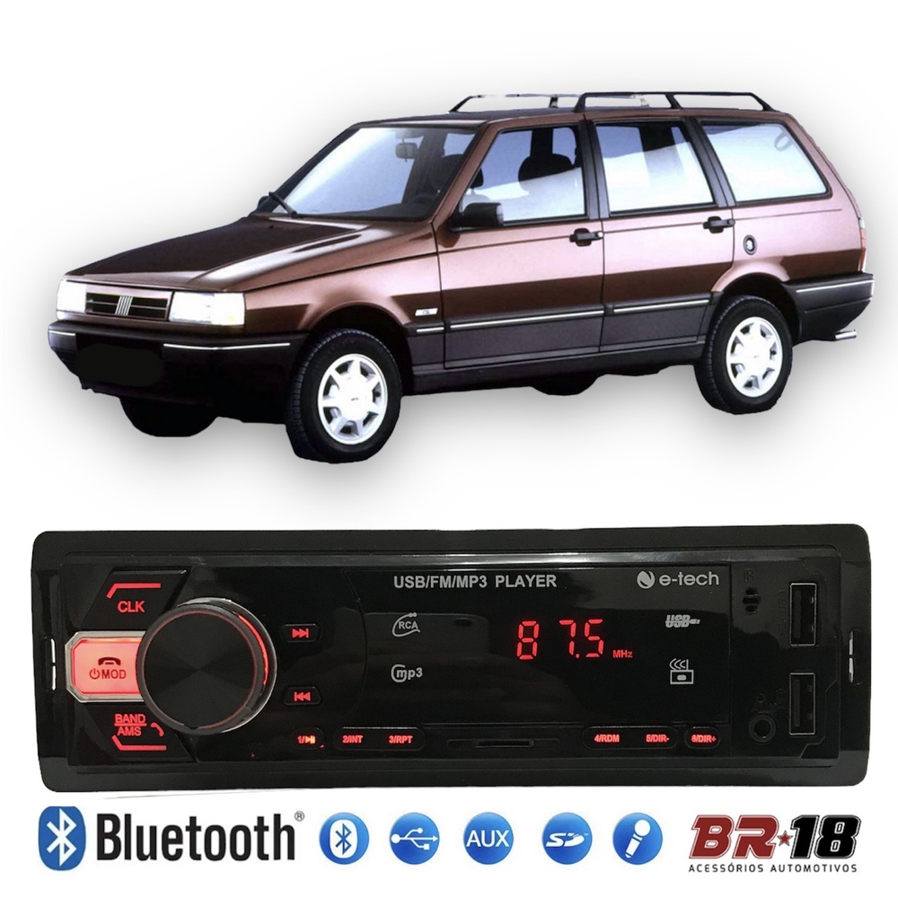 Radio Mp3 Som Automotivo Bluetooth Usb Cartão Sd Fiat Elba