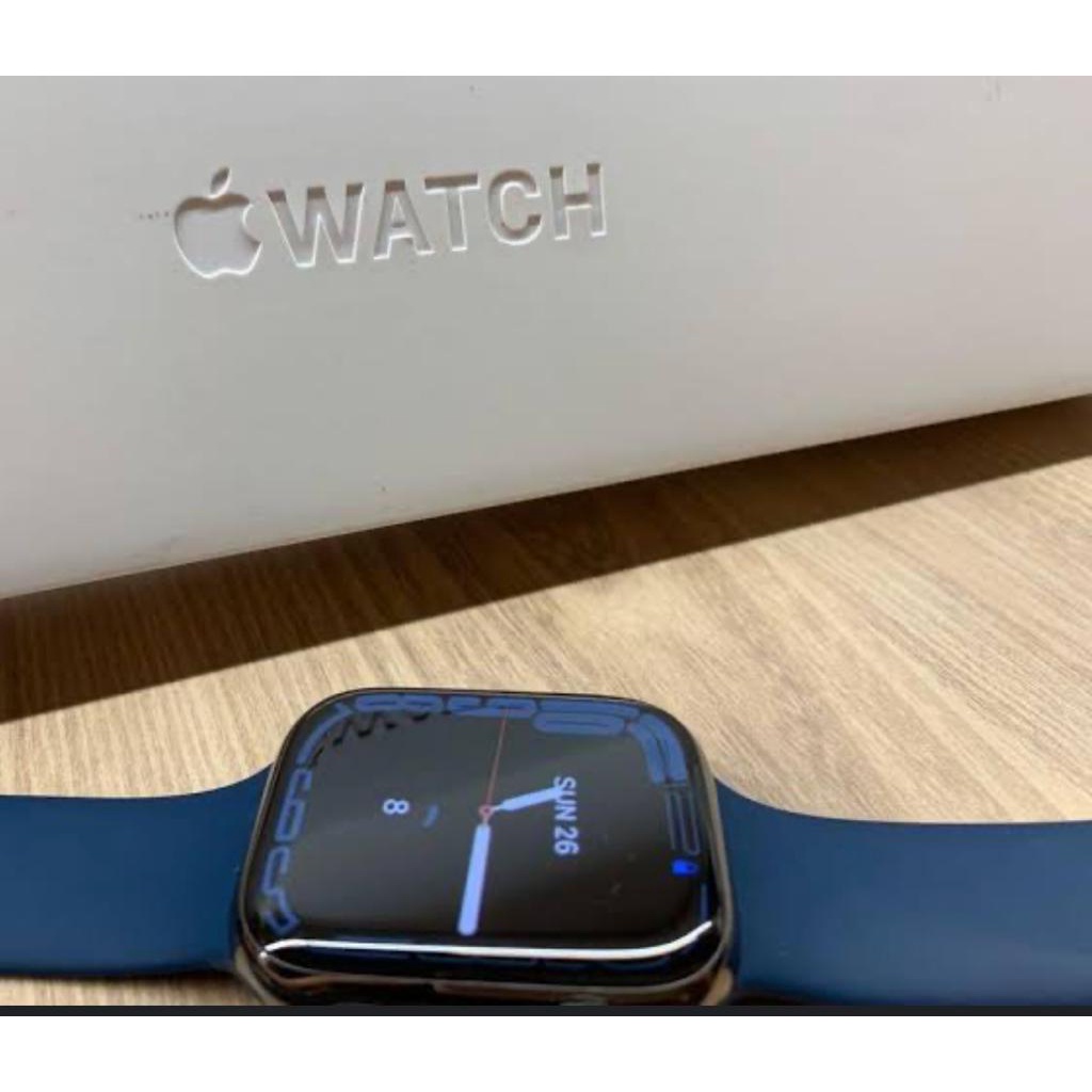 Apple Watch Series 7 GPS + Cellular, 45mm Gold Stainless Steel with Abyss Blue Sport Band (Lacrado na Caixa)