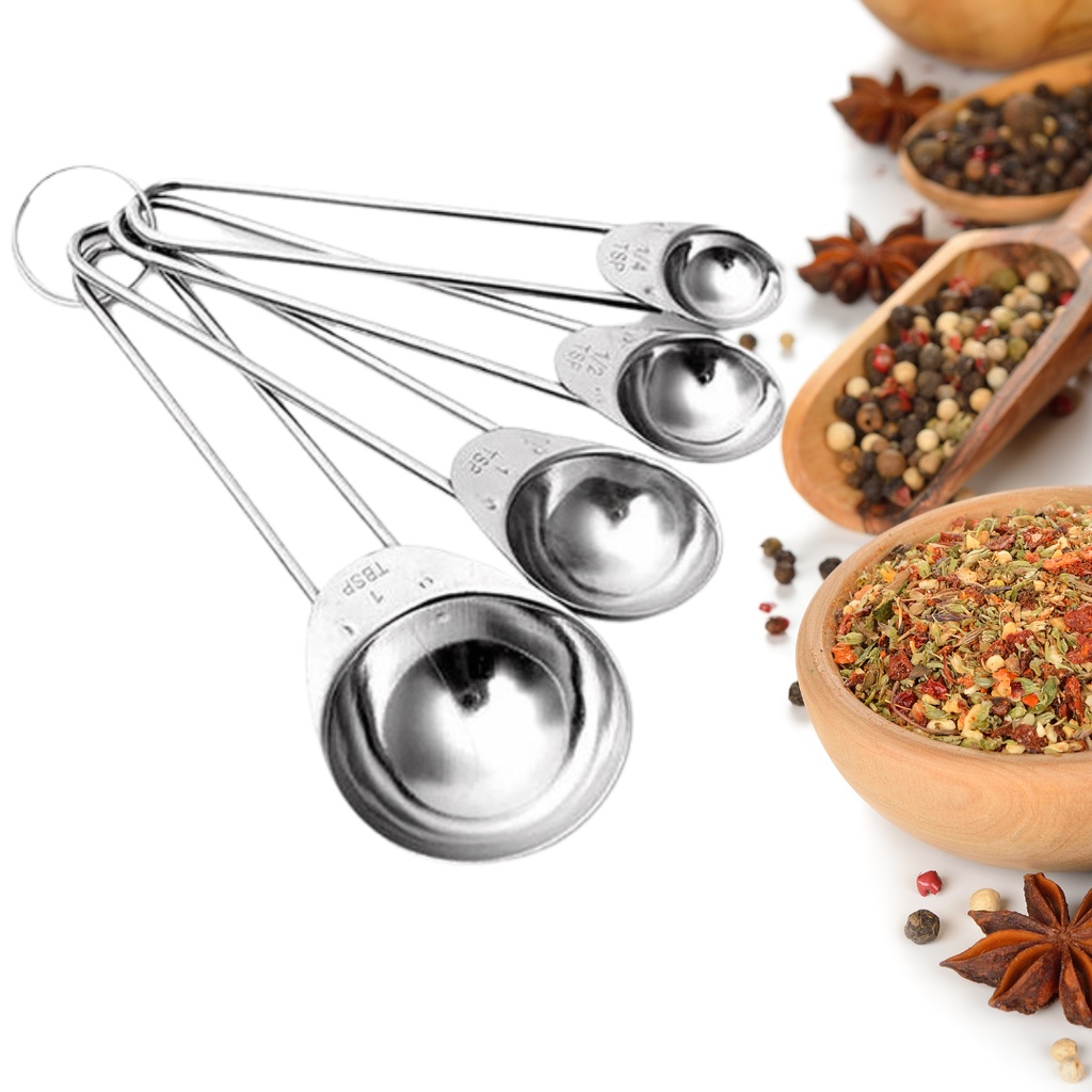 Kit 4 Colheres Medidoras Medidas Cozinha Inox - TOP