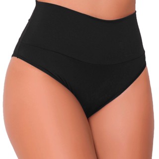 Kit com 5 Calcinhas Cós Duplo Segura Barriga Cintura Alta Cinta Modeladora