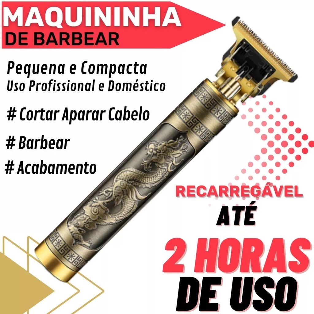 Maquina de Cortar Cabelo Barba Acabamento Sem Fio Profissional