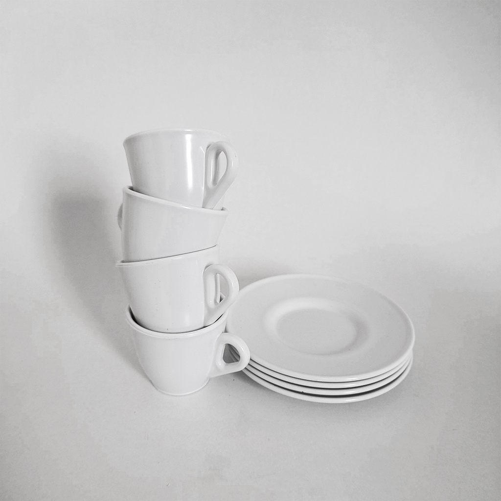 Kit 6 Pires + 6 Xícaras Para Café 70 ml Acrílico Branco em Oferta na Shopee