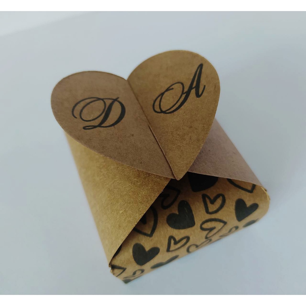 50 CAIXINHA EMBALAGEM BEM CASADOS KRAFT PERSONALIZADA