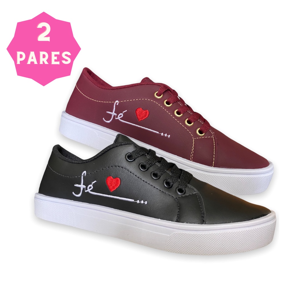 Kit 2 Pares Tenis Feminino Sapatilha Casual Original Confortavel Direto da Fabrica