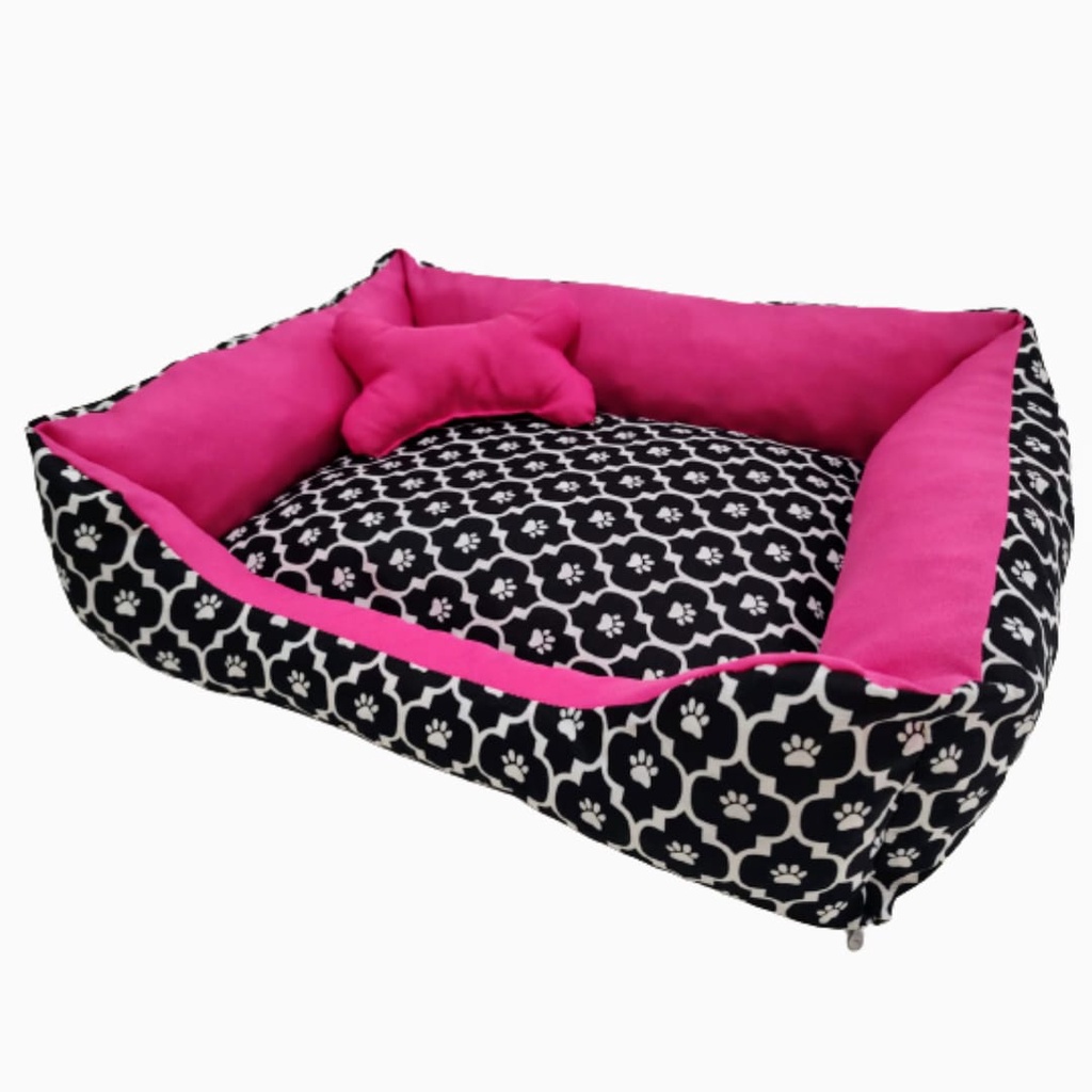 Caminha de Cachorro ou Gato Médio Fundo impermeável + Ossinho - Patinha Pink