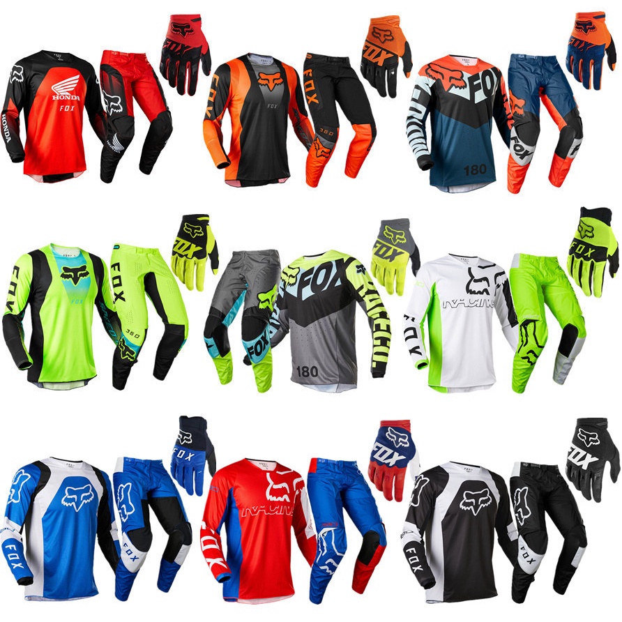 2022 FOX Off Road Motorcycle Racing Equipment Set Shirt Pants MX Combo BMX Mountain Off Road Motorcycle Set Gloves+Set