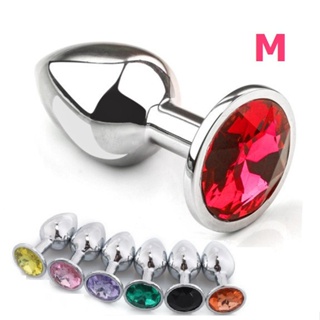 Plug Anal M em Alumínio Polido com Detalhe de Joia na Base em Oferta na Shopee