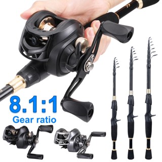 Sougayilang Combo 1.8-2.4m Vara De Pesca Telescópica Ultraleve Portátil E Carretel De Arremesso 7.2 : 1 Relação Da Engrenagem