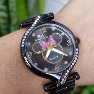 Mickey Relógios femininos Pequeno Moda Feminina Relógios Rosa De Ouro De Luxo Relógio de pulso À Prova D 