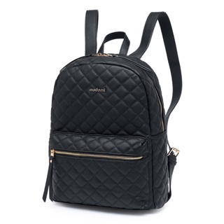 Mochila Madami Couro Feminina Fashion Notebook Matelassê Preta em Oferta na Shopee